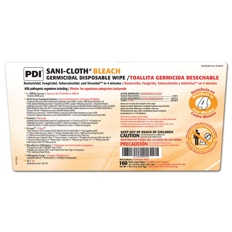 SaniCloth® Bleach Germicidal Disposable Wipe PDI Healthcare