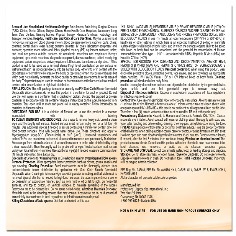 SaniCloth® Bleach Germicidal Disposable Wipe PDI Healthcare