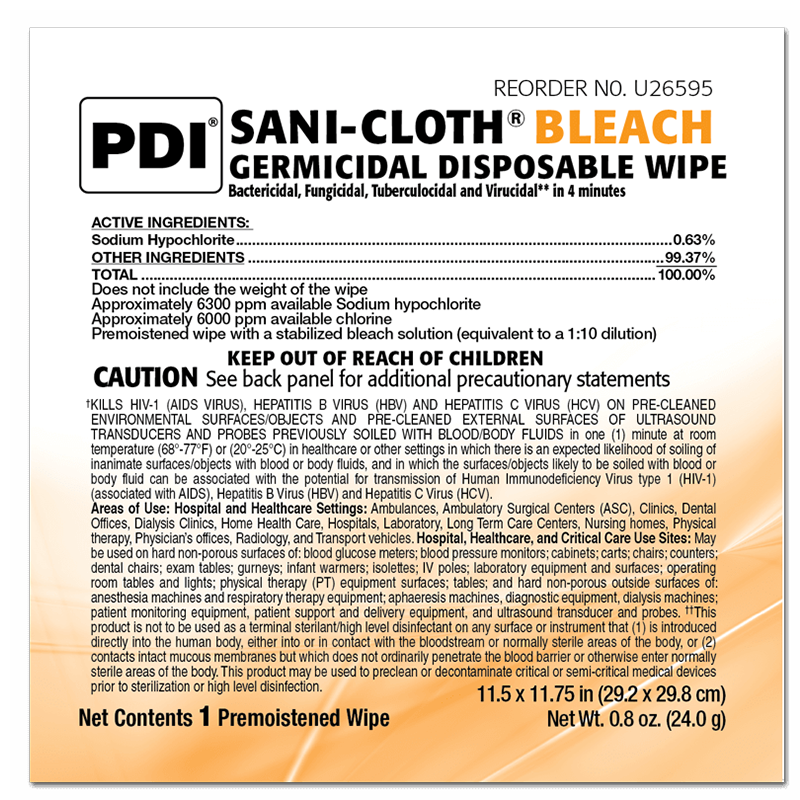 SaniCloth® Bleach Germicidal Disposable Wipe PDI Healthcare