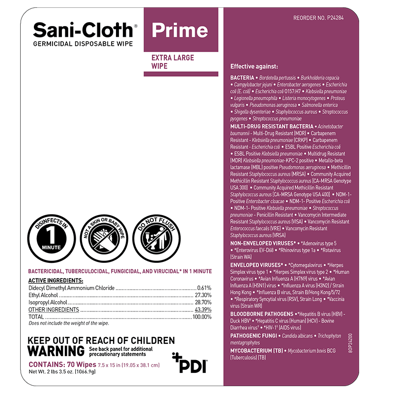 SaniCloth® Prime Germicidal Disposable Wipe PDI Healthcare