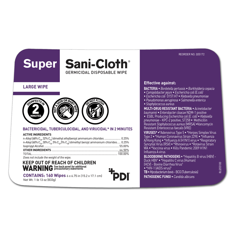 Super SaniCloth® Germicidal Disposable Wipe PDI Healthcare