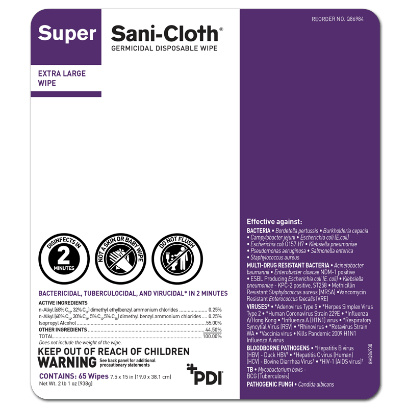 Super SaniCloth® Germicidal Disposable Wipe PDI Healthcare